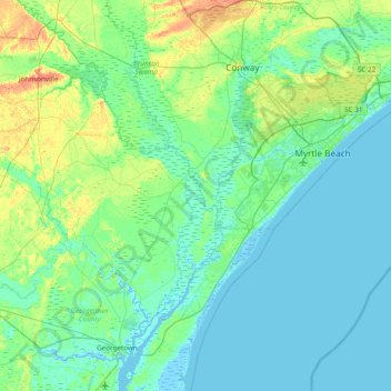 Bull Island topographic map, elevation, terrain