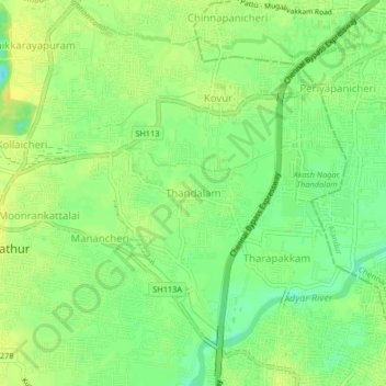 Thandalam topographic map, elevation, terrain