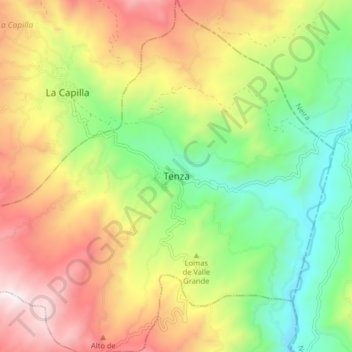 Tenza topographic map, elevation, terrain