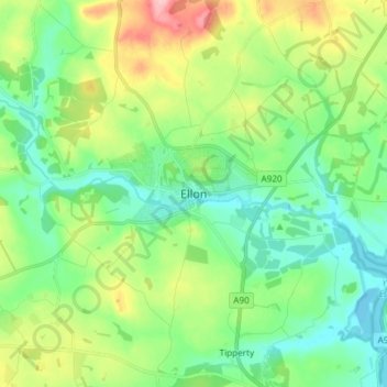 Ellon topographic map, elevation, terrain