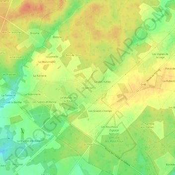Le Serrain topographic map, elevation, terrain