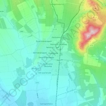 Gyöngyös topographic map, elevation, terrain