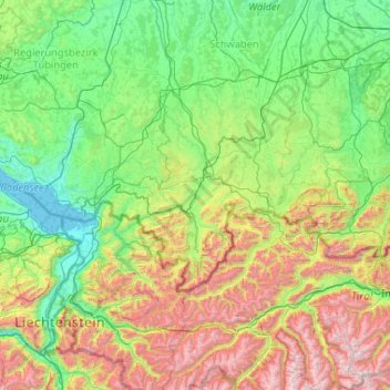 Oberallgäu topographic map, elevation, terrain