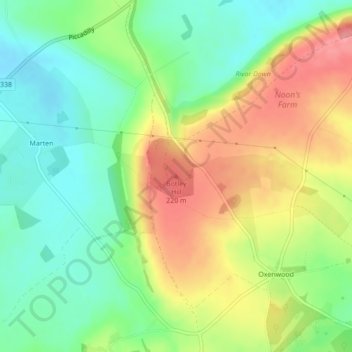 Botley Hill topographic map, elevation, terrain