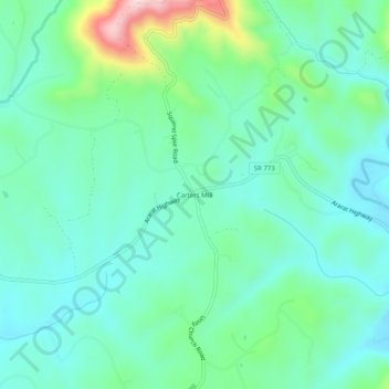 Carters Mill topographic map, elevation, terrain