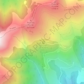 Batère topographic map, elevation, terrain
