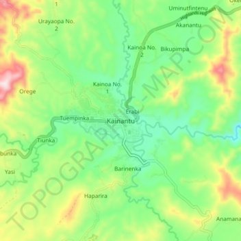 Kainantu topographic map, elevation, terrain