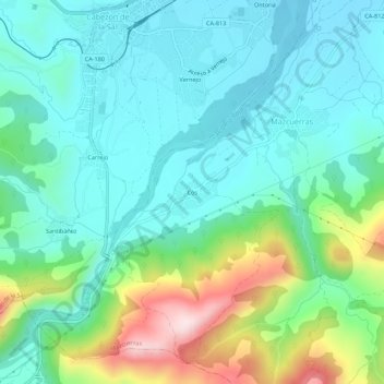 Cos topographic map, elevation, terrain