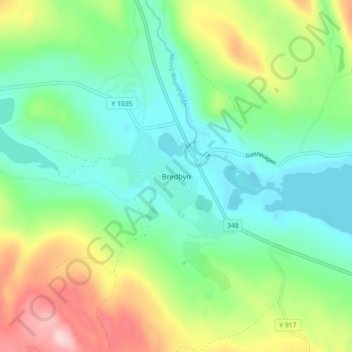 Bredbyn topographic map, elevation, terrain
