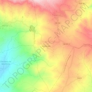 São Cornélio topographic map, elevation, terrain
