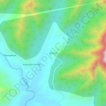 Birmani topographic map, elevation, terrain