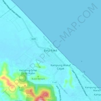 Batu Rakit topographic map, elevation, terrain