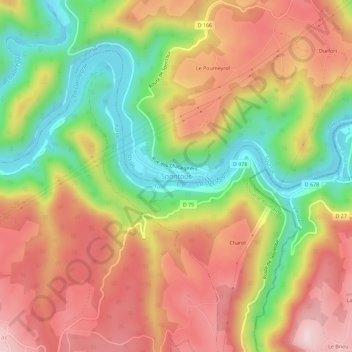 Spontour topographic map, elevation, terrain