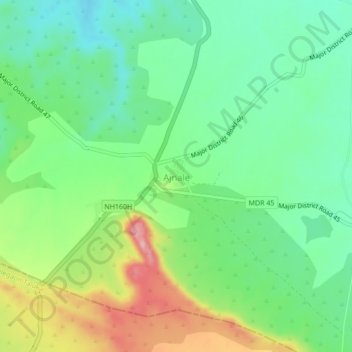 Ajnale topographic map, elevation, terrain