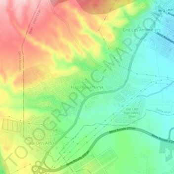 Hassi Bouamama topographic map, elevation, terrain