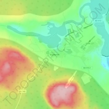 Vuollerim topographic map, elevation, terrain