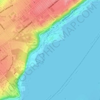 Anse au Foulon topographic map, elevation, terrain