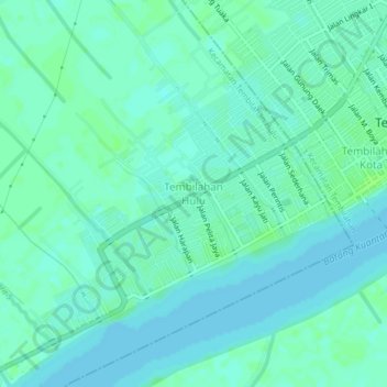 Tembilahan Hulu topographic map, elevation, terrain