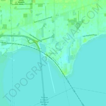 Danbury topographic map, elevation, terrain