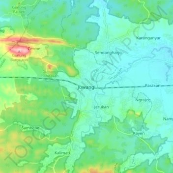 Juwangi topographic map, elevation, terrain