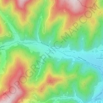 Lautenbach-Zell topographic map, elevation, terrain