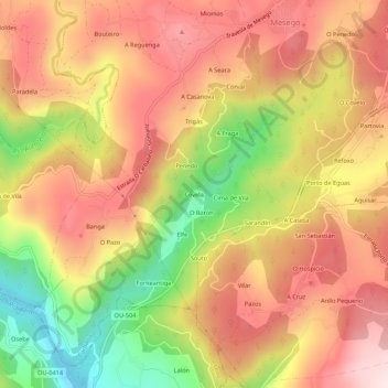 Covela topographic map, elevation, terrain