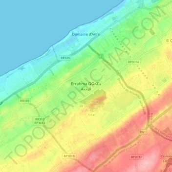 Errahma topographic map, elevation, terrain