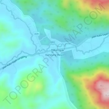 Kampung Masjid topographic map, elevation, terrain