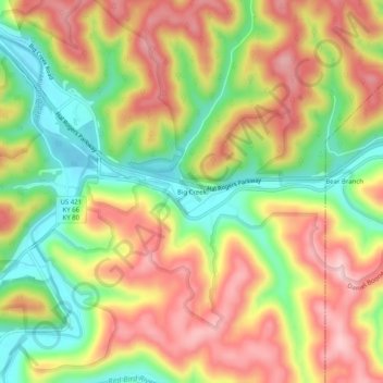 Big Creek topographic map, elevation, terrain