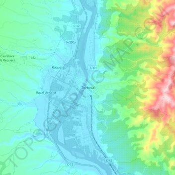 Tortosa topographic map, elevation, terrain