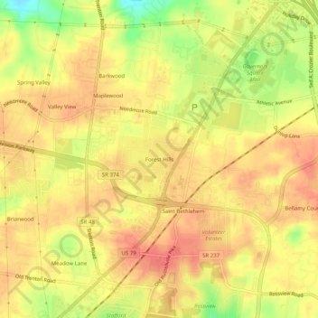 Forest Hills topographic map, elevation, terrain