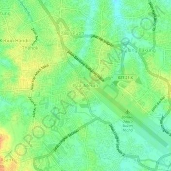 Paal Merah topographic map, elevation, terrain