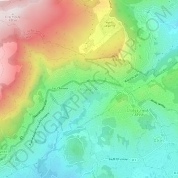 Magagnosc topographic map, elevation, terrain