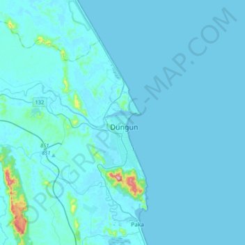 Dungun topographic map, elevation, terrain