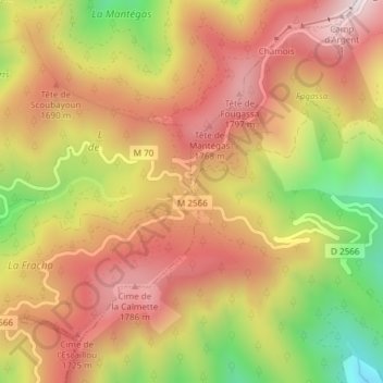 Col de Turini topographic map, elevation, terrain