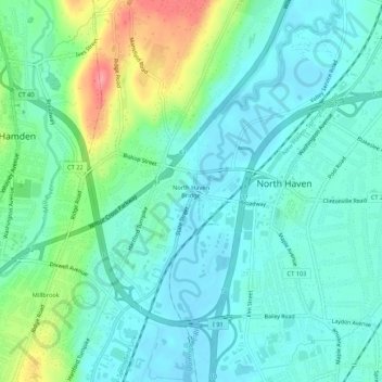 North Haven Bridge topographic map, elevation, terrain