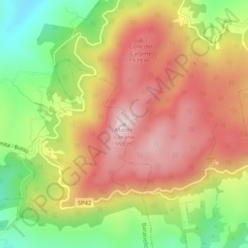 Monte Vairano topographic map, elevation, terrain