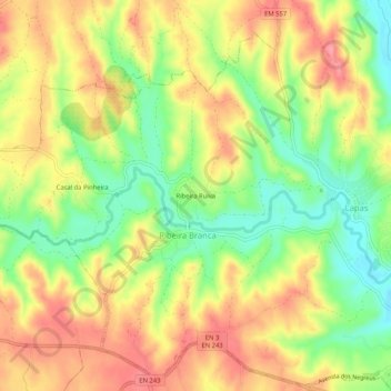 Ribeira Ruiva topographic map, elevation, terrain