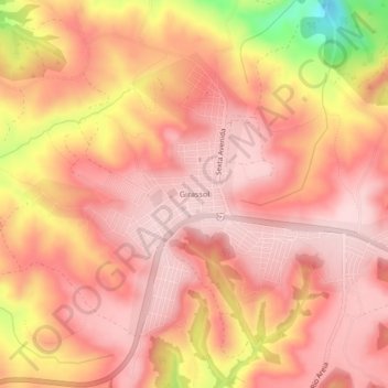 Girassol topographic map, elevation, terrain