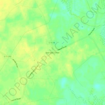 Red Oak Corner topographic map, elevation, terrain
