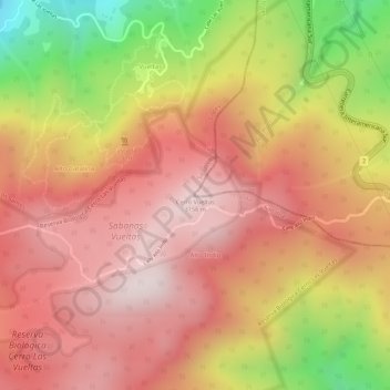 Cerro Vueltas topographic map, elevation, terrain