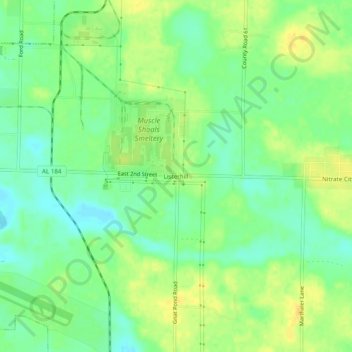 Listerhill topographic map, elevation, terrain
