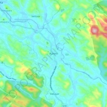 Konni topographic map, elevation, terrain