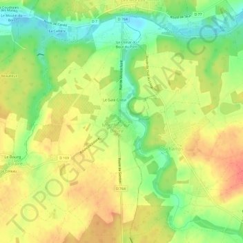 Le Bourg topographic map, elevation, terrain