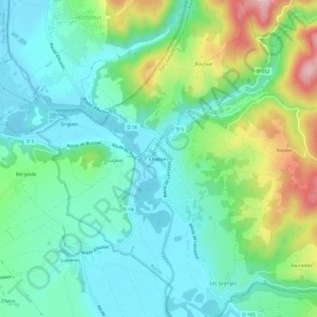 Chappes topographic map, elevation, terrain