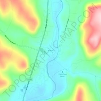 Russell topographic map, elevation, terrain