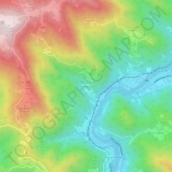 Zamedveje topographic map, elevation, terrain