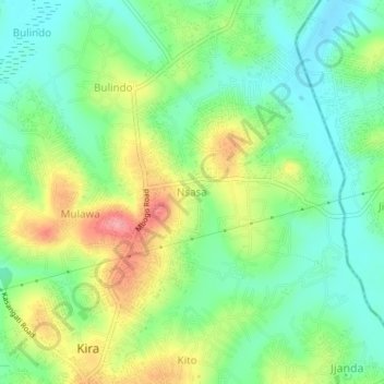 Nsasa topographic map, elevation, terrain