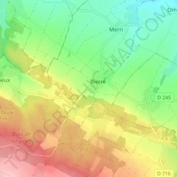 La Louvière topographic map, elevation, terrain