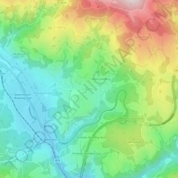 Schiefling topographic map, elevation, terrain